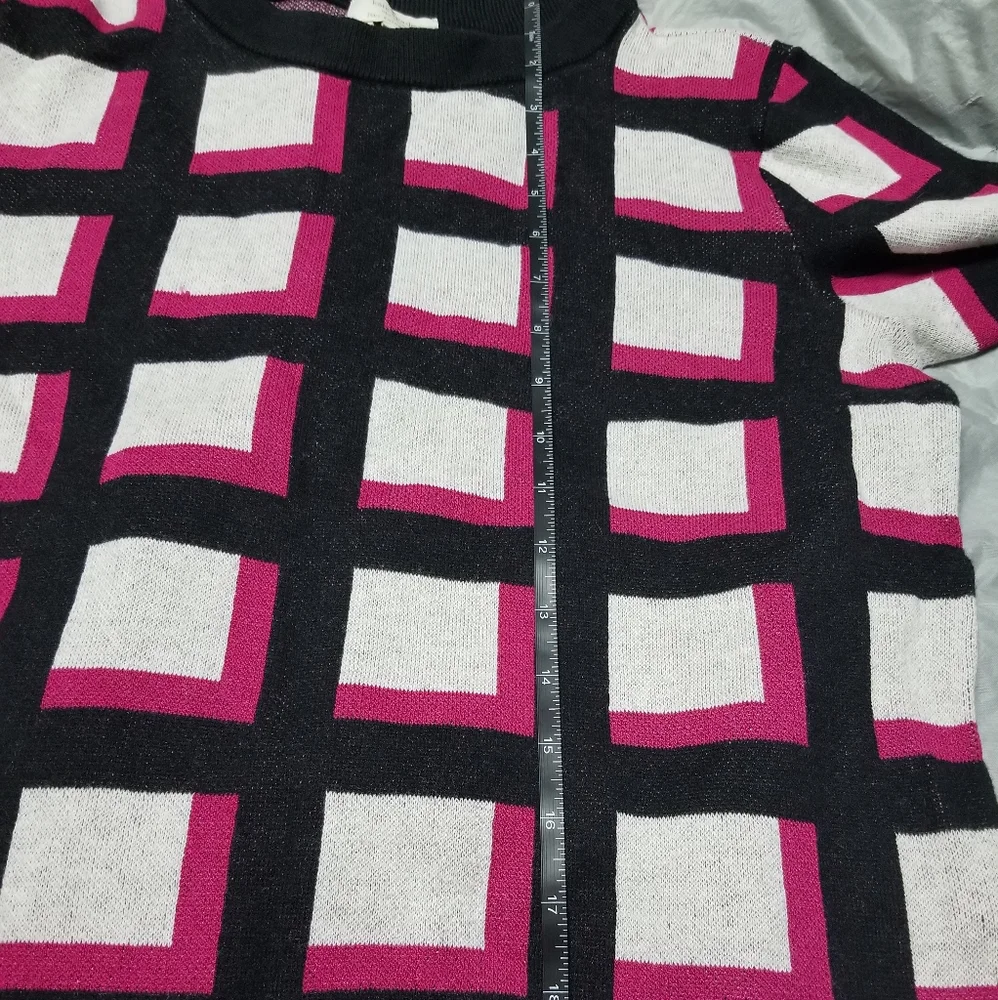 Kate Spade Black and Pink Checkered Sweater
